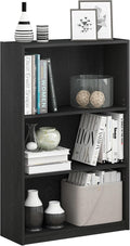 Furinno Jaya Book Shelf, 3-Tier Bookshelf, Bookcase with Adjustable Shelves, 9.5 x 24.5 x 40.3, for Living Room, Bedroom, Hom