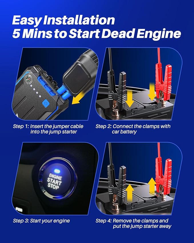 AUTOONE 4000A Car Jump Starter, Battery Jumper Starter Portable for Compact Car Up to 10.0L Gas and 8.0L Diesel Engine Jump
