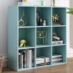 OSCHF 9-Cube Storage Shelf Bookcase - Wooden 3-Tier Floor Standing Open Bookshelf for Home and Office, Display Cabinet, Light