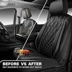 CAR PASS Piping Luxury Leather Two Front Car Seat Covers,Silver Glitter Waterproof Seat Cover Compatible with Front Seat Armr