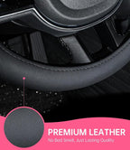 XCBYT Steering Wheel Cover - Pink Leather Steering Wheel Wrap Great Grip with 3D Honeycomb Quick and Effortless Installation 