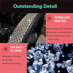 PINCTROT Large Size Bling Comfy Steering Wheel Cover with Jumbo Crystal Rhinestones, Anti-Slip Diamond Leather, 15.5-15.75 Inch (Silver)