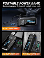 Sharmeal 22-in-1 9000A Jump Starter, 24000mAh Car Booster Pack with 80W AC Outlet & PD 35W Super Fast Charging, 12V Jump