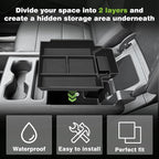 BestEvMod 2PCS Center Console Organizer Trays Fit for Chevrolet Silverado EV 2026 2025 2024 Pickup Armrest Storage Box ABS Material with PVC Trim Not Fit ICE or RST Models (Top + Bottom)