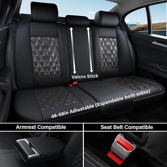 Coverado Car Seat Covers Full Set, 5 Seats Covers for Cars, Car Seat Covers Front Seats Back Seat Covers, Car Seat Protector 