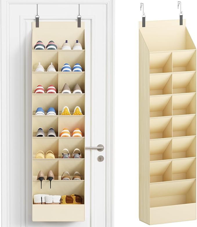 Lifewit 8 Tier Over the Door Shoe Organizer with 15 Large Deep Pockets, Fabric Hanging Shoes Shelf for Closet, Dorm Storage, 