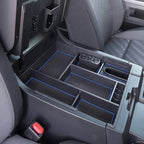 EDBETOS Center Console Tray Organizer Compatible with Toyota Tundra 2014 2015 2016 2017 2018 2019 2020 2021 Accessories, Armrest Secondary Storage Box (Blue Trim)