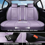 Coverado Seat Covers Full Set, Purple Car Seat Covers, Waterproof Car Seat Cover with Lumbar Support, Leather Car Seat Cushio