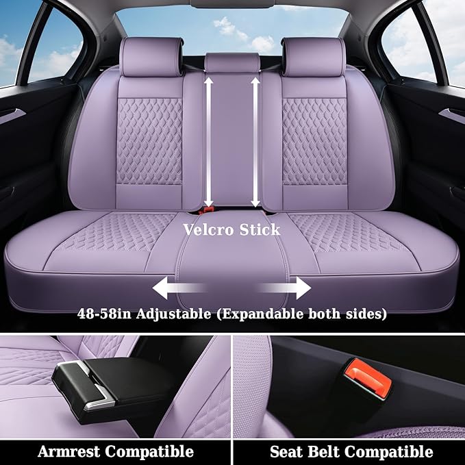 Coverado Rear Seat Covers, Leather Seat Cover for Car, Universal Waterproof Automotive Seat Cushion Protector for Most Cars T
