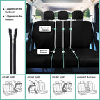 FH Group Car Seat Covers Rear Set Cloth - Universal Fit Automotive Seat Covers, Low Back Front Seat Covers, Solid Back Seat C