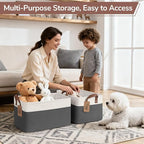 CHICVITA 4 Pack Large Storage Baskets for Shelves, Collapsible Closet Organizer Bins with Handles, Decorative Shelf Baskets f
