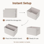 StorageWorks Foldable Shelf Organizer Bins, Closet Storage Baskets for Clothes, Storage Bins for Organization, Beige Stripes,
