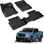 LASFIT Floor Mats for Ford Maverick 2022-2025 2026 (for EcoBoost Gasoline Models Only) All Weather Car Floor Pretoctor TPE Truck Liners for Ford Maverick Gas, 1st & 2nd Row Black