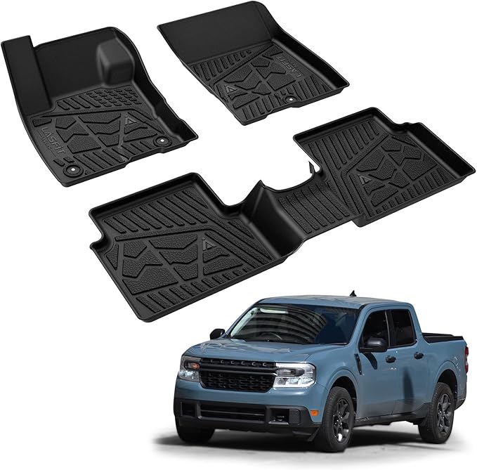 LASFIT Floor Mats for Ford Maverick 2022-2025 2026 (for EcoBoost Gasoline Models Only) All Weather Car Floor Pretoctor TPE Truck Liners for Ford Maverick Gas, 1st & 2nd Row Black