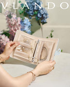 Vlando Travel Jewelry Case,Portable Jewelry Organizer Box with Clear Zipper Velvet Jewelry Pouch,Gifts for Traveler Women Gir