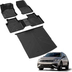 LASFIT Floor Mats for Volkswagen VW Tiguan 2018-2024 (Fit 5 Seats), All Weather TPE Custom Fit Car Mats for 1st & 2nd Rows Floor Liners & Trunk Mats for VW Tiguan Accessories, Easy to Clean, Black