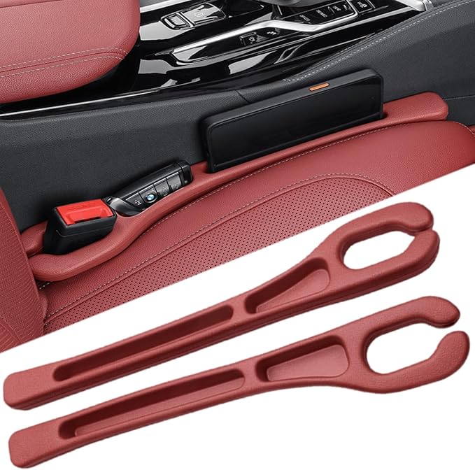 Car Seat Gap Filler, Auto Seat Gap Organizer Dual Storage Slot with Phone Holder, Universal Car Seat Catcher Accessories Plug Strip Fit Car SUV Truck, Fill the Space in Between Seat and Console, Red