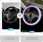 Road Comforts Bling Steering Wheel Cover – Purple Diamond Design, Universal Fit 14.5-15 Inch, Microfiber Leather, Anti-Slip &