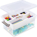 Citylife 17 QT Plastic Storage Bins Clear Storage Box with Removable Tray Stackable Latching Box with Handle for Oraganizing 