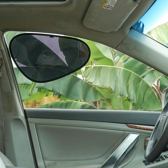 TFY Car Side Window Sun Shade - Static Cling Dark Transparent Film for Low-Angle Sunlight, UV Protection, Heat Reduction, Easy Install & Removable Sun Visor for Driver and Passenger, 2 Pieces