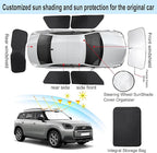Windshield Sun Shade Car Windshield Foldable Full Windows Coverage Custom Fit for 2024-2026 Mini Countryman Cooper F66 SUV Accessories Window Shades Block Sun UV Rays 6PCS