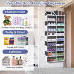 Heavy Duty Over The Door Organizer 5 Tiers, Extra Large Behind Door Storage of 10 Big Front & 10 Mesh Pockets, 80lb Weight Ca
