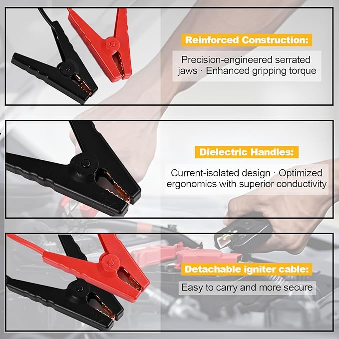 Jump Starter Compatible with Dewalt 20V Tools - Heavy Duty 11AWG Jump Starter Cable (1.2FT), Car Battery Booster Using Power Tool Batteries (Battery not Included)