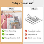 Kalimdor Pants Hangers 2 Pack Space Saving Metal Closet Organizer,Clothes Pants Hangers,Anti-Slip Design,Closet Organizers an
