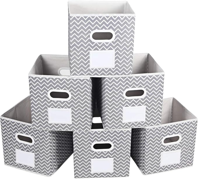 MAX Houser Fabric Cloth Storage Bins,Foldable Storage Cubes Organizer Baskets with Dual Handles for Home Bedroom Storage,Set 