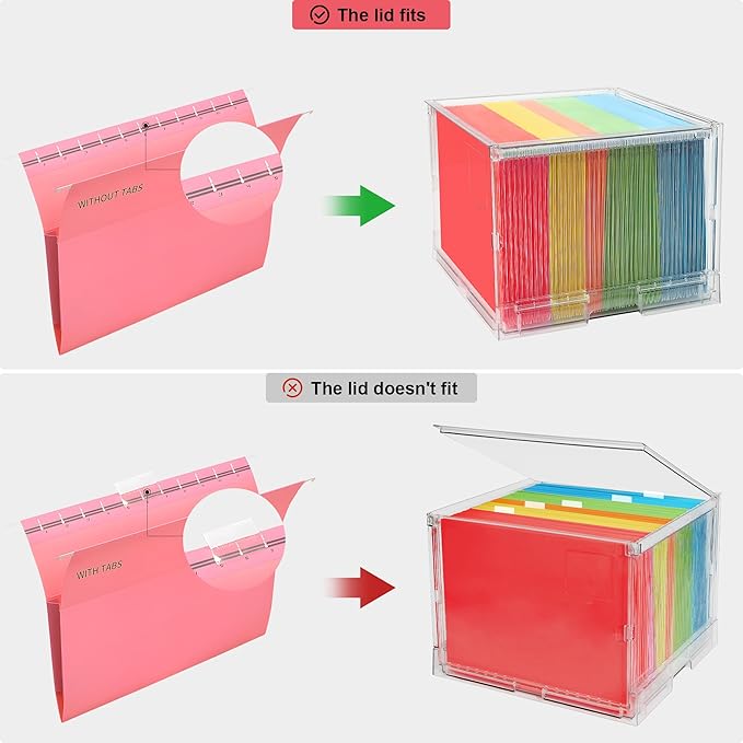 UMAIL File Box,Hanging File Organizer,Portable Storage Bins with Lids,Letter-size File Holder File Cabinet for Office/Home/De