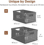 StorageWorks Wicker Storage Baskets for Organizing, Wicker Basket with Handles, Decorative Storage Baskets for Shelves, Black