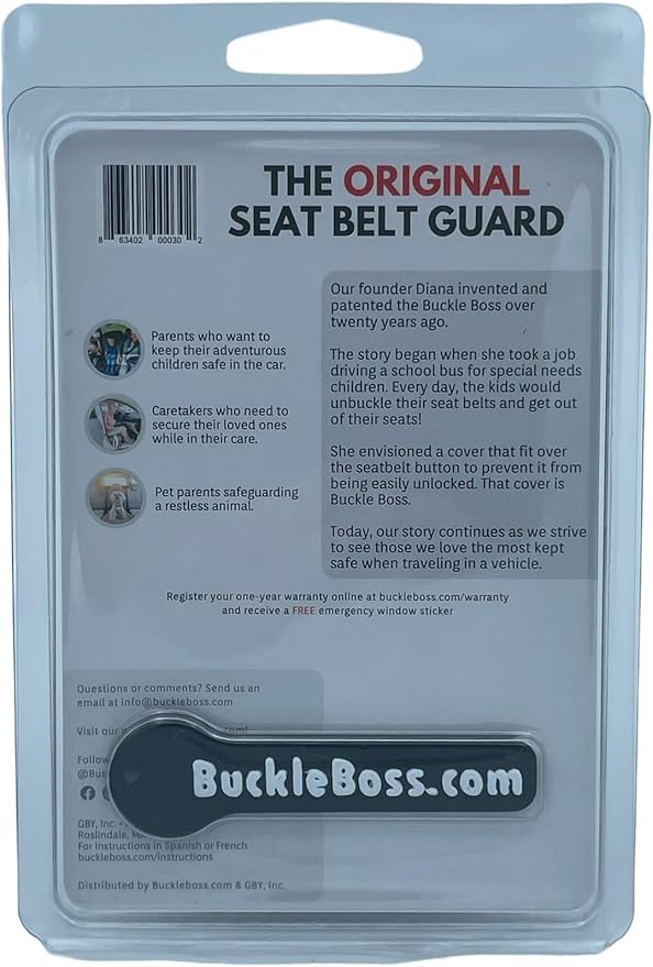 Buckle Boss Original Classic Seat Belt Lock | Original Seat Belt Guard Made with Strong ABS | for Special Needs Passengers | Easy Installation | Preventing Passengers from Unbuckling Their Seat Belts