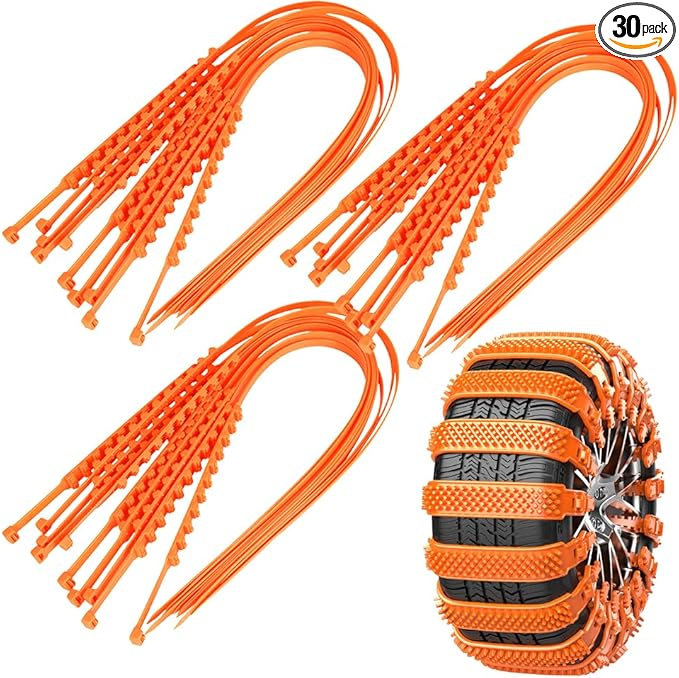 Reusable Anti Snow Chains,Universal Emergency Snow Non-Slip Zip Tie Tire Chains,Adjustable Snow Tire Chain Anti-Skid Belt Whe