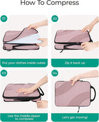 BAGSMART Compression Packing Cubes, 6 Set/4 Set/2 Set Travel Packing Cubes for Carry on Suitcases, Compression Suitcase Organ