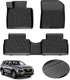 KUST Floor Mats for 2019-2020 Hyundai Santa Fe (5 Passenger Models), for Santa Fe All Weather Floor Mats, TPE Floor Liners, Front Rear 2 Row High Edges, Non-Slip