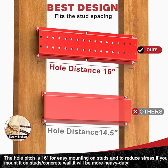 NattyDot Garage Tool Organizer Wall Mount 49.5inch With 9 Hooks,Shovel Holder Wall Mount Ski Rck for Garage Garden Tool Rack 