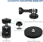 JJC Metal Magnetic Camera Mount with Ball Head, 1/4"-20 Screw & Cold Shoe, for DJI Osmo Nano Action 6 5 Pro 4 3 Pocket 3 for Gopro Hero 13 12 11 10, for Insta360 X5 X4 X3 Ace Pro 2, Digital Camera