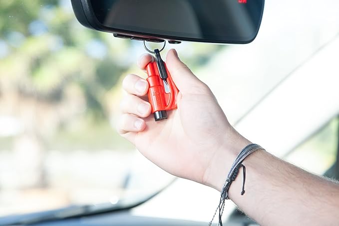 resqme The Original Emergency Keychain Car Escape Tool, 2-in-1 Seatbelt Cutter and Window Breaker, Made in USA, Family Pack o