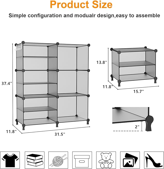 AWTATOS Closet Organizer 6 Cube Storage Shelves Portable Closet Clothes Organizers and Storage Stackable Cubby Shelving for C