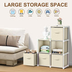 6 Cube Storage Organizer with Shelf Back to School Boxes 11 Inch Toy Storage Bins Closet Organizers Drawers Fabric Dresser fo