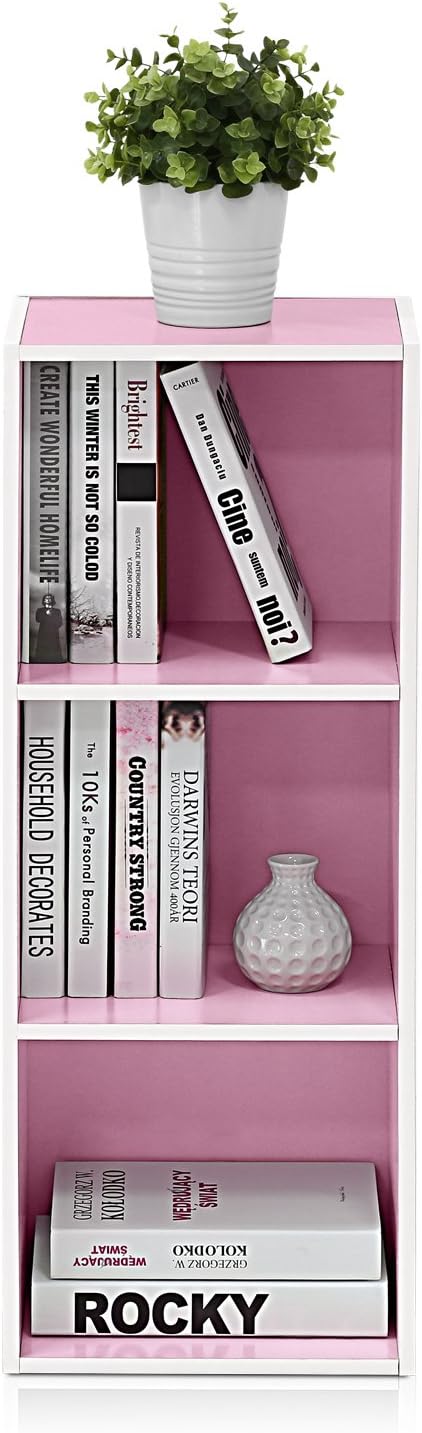 Furinno LUDER Book Shelf, 3-Cube Bookshelf, Bookcase with Open Shelves, 9.3 x 12 x 31.5, Easy Assembly, for Living Room, Bedr