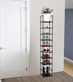 FIDUCIAL HOME 10 Tiers Shoe Rack Space Saving Vertical Single Pairs Sturdy Shoe Shelf Storage Organizer