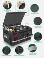 Oasser Trunk Organizer Cargo Organizer Trunk Storage Waterproof Collapsible Durable Multi Compartments with Foldable Hard Cover