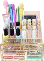 Ikee Design Acrylic Makeup Organizer with 4 Drawers Removable Top Lipstick Holders, Cosmetics Organizer for Skincare, Accesso