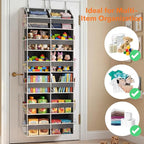 Over the Door Organizer 6 Tiers, Extra Large Behind Door Storage of 12 Compartments, 80 lbs Weight Capacity Hanging Storage O