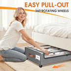 Under Bed Storage with Wheels 3Pack Underbed Storage with Clear Window&Label Under Bed Drawers Large Capacity Rolling Under B