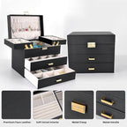 Dajasan Jewelry Organizer Box, Large Jewelry Boxes for Women Girls, Space-Saving 4 Layers Jewelry Storage Case with Drawer, M