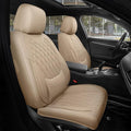 FREESOO Beige Car Seat Cover Full Set - Faux Nappa Leather Seat Covers for Cars, Ultra Breathable Waterproof Front Seats Cush