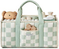 Blissful Diary Checkered Diaper Caddy Organizer, Stylish Nursery Storage Basket, Gift for Baby Shower, Newborn Essentials, Re