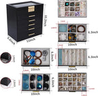 BOOVO Jewelry Boxes for Women, White and Black 6 Layer Large Jewelry Box for Necklace, Bracelet, Earrings, Rings Storage, Jew